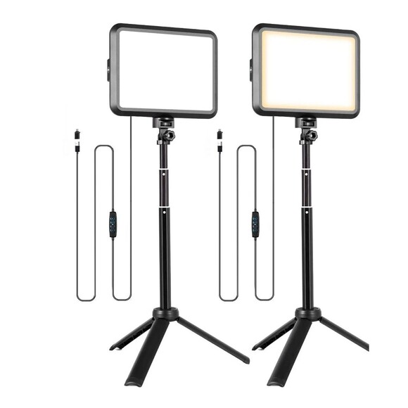 Niceveedi LED Photography Lighting Kit 2-Pack 8” Portable Video Light - Picture 1 of 3